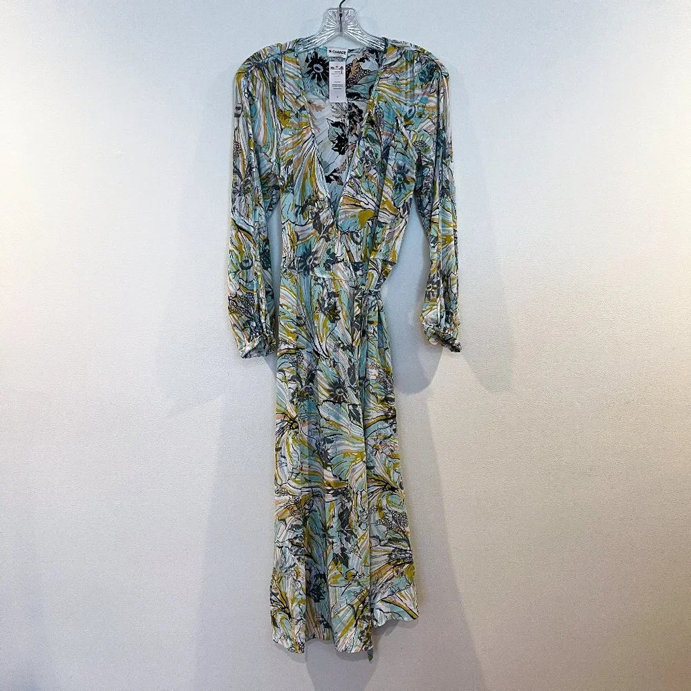 DVF Diane Von Furstenburg Tropical Resortwear Pastel Floral Wrap Maxi Dress XS - Picture 3 of 7